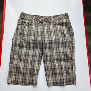 Columbia Titanium lightweight short light brown plaid women's size 8